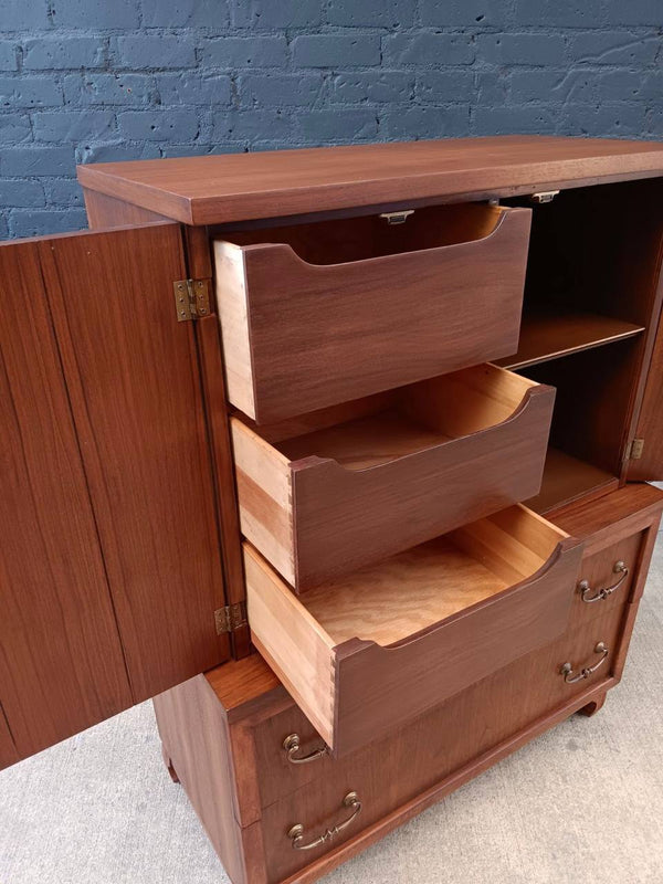 Mid-Century Modern Walnut & Burl Wood Highboy Dresser, c.1960’s