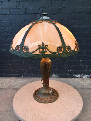 Vintage Art Deco Style Table Lamp with Decorative Glass Shade, c.1930’s