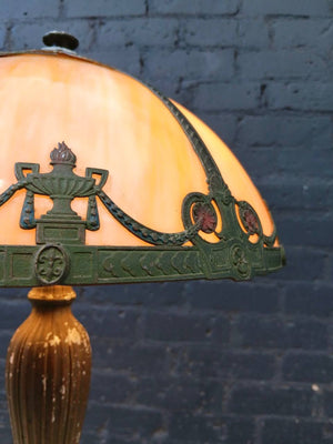 Vintage Art Deco Style Table Lamp with Decorative Glass Shade, c.1930’s