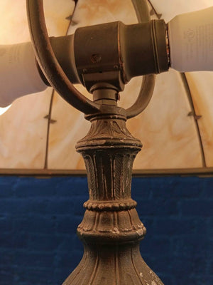 Vintage Art Deco Style Table Lamp with Decorative Glass Shade, c.1930’s