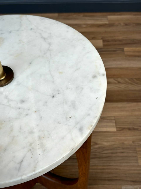 Mid-Century Modern Floor Lamp w/ Marble Side Table, c.1960’s