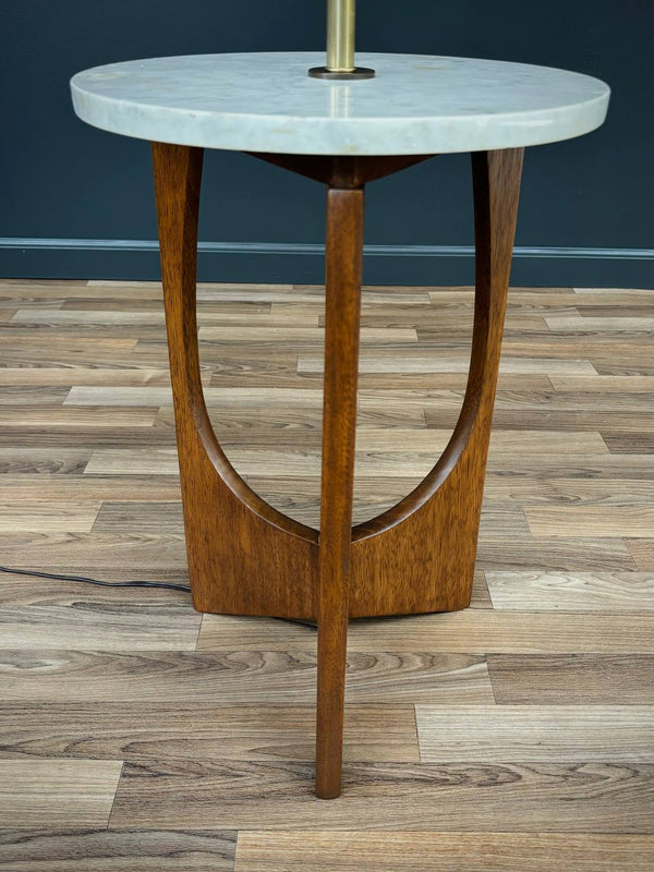 Mid-Century Modern Floor Lamp w/ Marble Side Table, c.1960’s