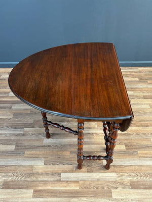 Rustic Farmhouse Mahogany Drop Leaf Gate Leg Table, c.1930’s