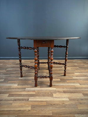 Rustic Farmhouse Mahogany Drop Leaf Gate Leg Table, c.1930’s