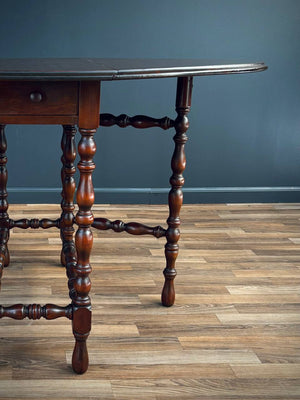 Rustic Farmhouse Mahogany Drop Leaf Gate Leg Table, c.1930’s