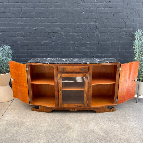 Antique Art Deco Sideboard Credenza with Black Marble Top, c.1930’s