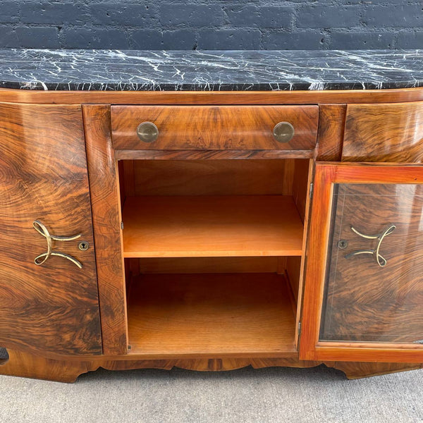 Antique Art Deco Sideboard Credenza with Black Marble Top, c.1930’s