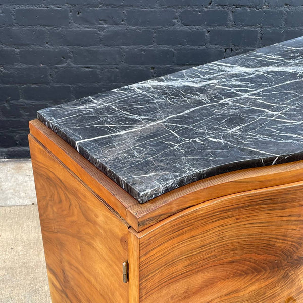 Antique Art Deco Sideboard Credenza with Black Marble Top, c.1930’s