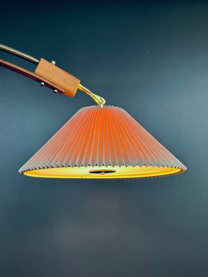 Mid-Century Modern Oak & Brass Arc Floor Lamp by Nova, c.1970’s