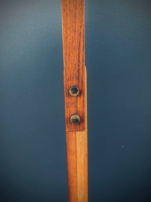 Mid-Century Modern Oak & Brass Arc Floor Lamp by Nova, c.1970’s