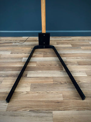 Mid-Century Modern Oak & Brass Arc Floor Lamp by Nova, c.1970’s