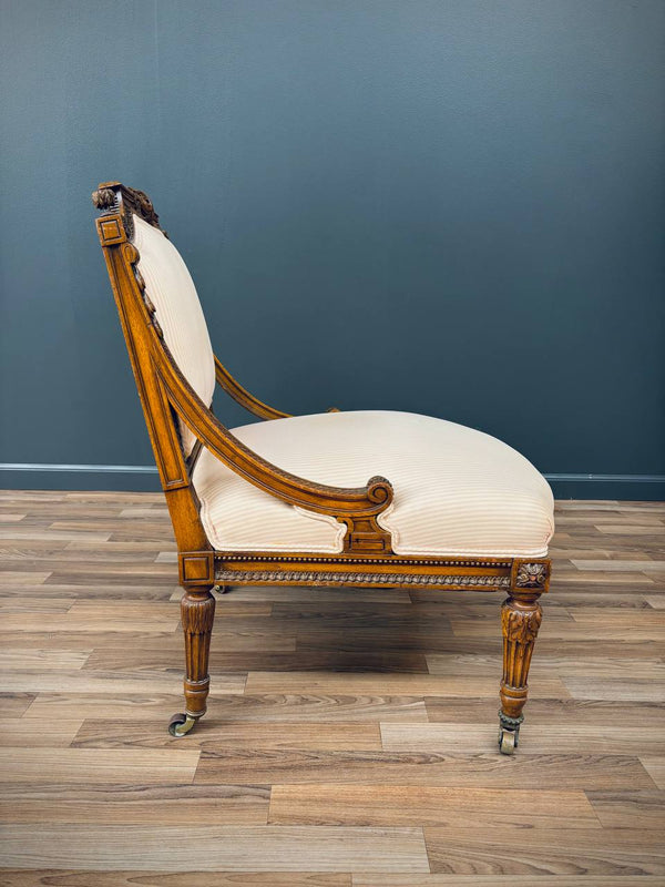 French Antique Neoclassical Style Slipper Chair, c.1930’s