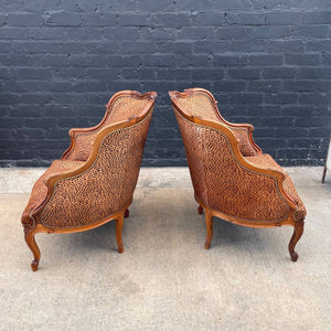 Pair of French Louis XVI Carved Walnut Armchairs, c.1940’s