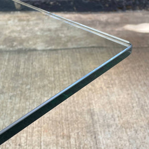 Vintage Mid-Century Modern Travertine Stone & Chrome Coffee Table with Glass Top, c.1970’s