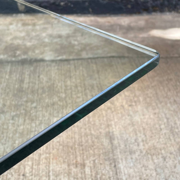 Vintage Mid-Century Modern Travertine Stone & Chrome Coffee Table with Glass Top, c.1970’s