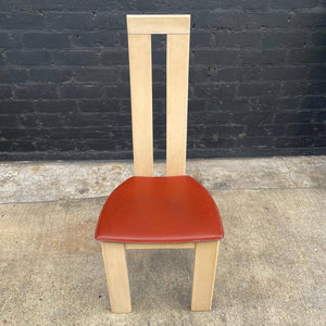 Set of 4 Vintage High-Back Lounge Chairs with Leather Seats, c.1980’s