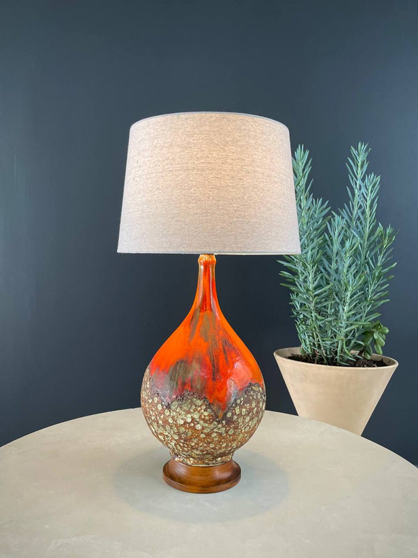 Mid-Century Modern Orange Glazed Ceramic Table Lamp, c.1960’s