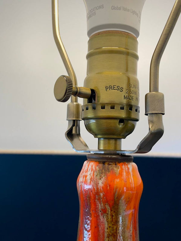 Mid-Century Modern Orange Glazed Ceramic Table Lamp, c.1960’s