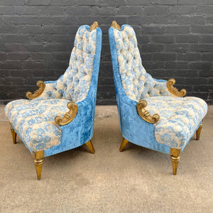 Pair of Gold Leaf Antique Carved Wood Armchairs