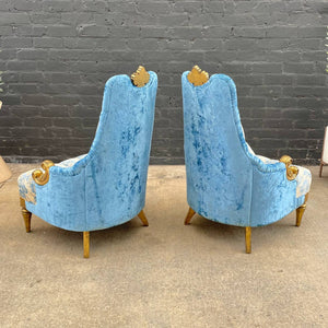 Pair of Gold Leaf Antique Carved Wood Armchairs