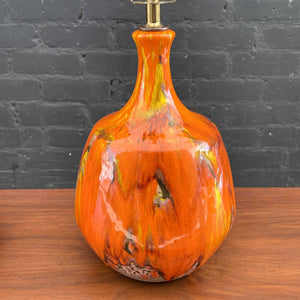 Pair of Vintage Mid-Century Modern Glaze Ceramic Table  Lamps, c.1960’s