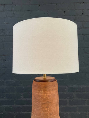 Mid-Century Modern Ceramic Orange Rust Glaze Table Lamp