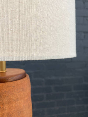 Mid-Century Modern Ceramic Orange Rust Glaze Table Lamp