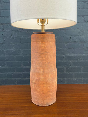 Mid-Century Modern Ceramic Orange Rust Glaze Table Lamp