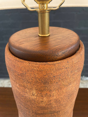 Mid-Century Modern Ceramic Orange Rust Glaze Table Lamp