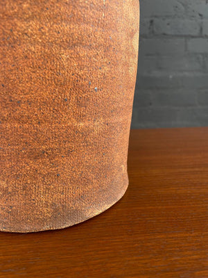 Mid-Century Modern Ceramic Orange Rust Glaze Table Lamp