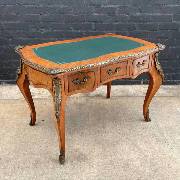 Antique French Louis XVI Styles Carved Desk with Leather Top