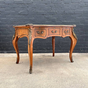 Antique French Louis XVI Styles Carved Desk with Leather Top