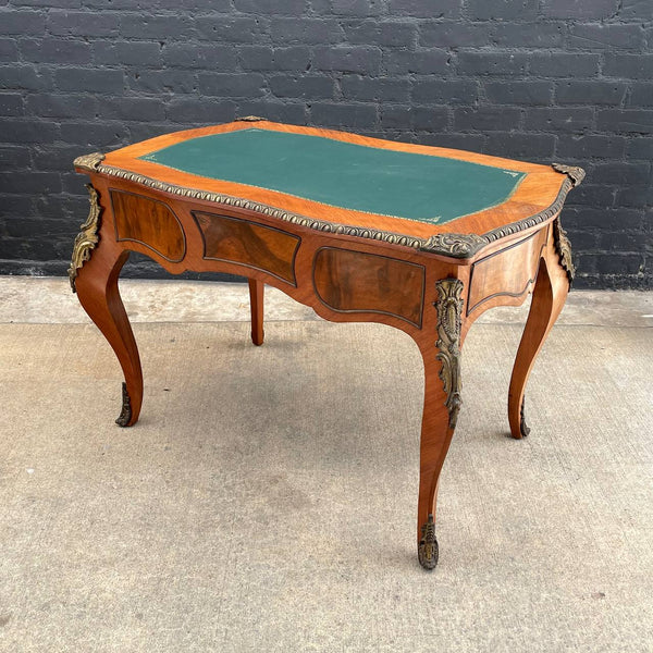 Antique French Louis XVI Styles Carved Desk with Leather Top