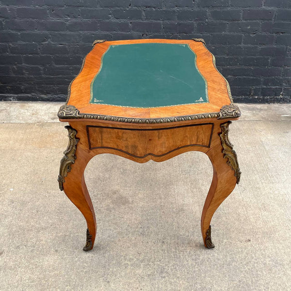 Antique French Louis XVI Styles Carved Desk with Leather Top