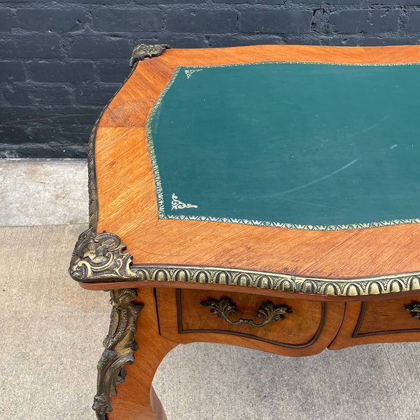 Antique French Louis XVI Styles Carved Desk with Leather Top