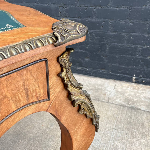 Antique French Louis XVI Styles Carved Desk with Leather Top