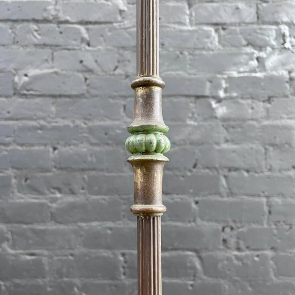 Vintage Art Deco Style Brass & Marble Floor Lamp with Tiffany Style Shade, c.1940’s