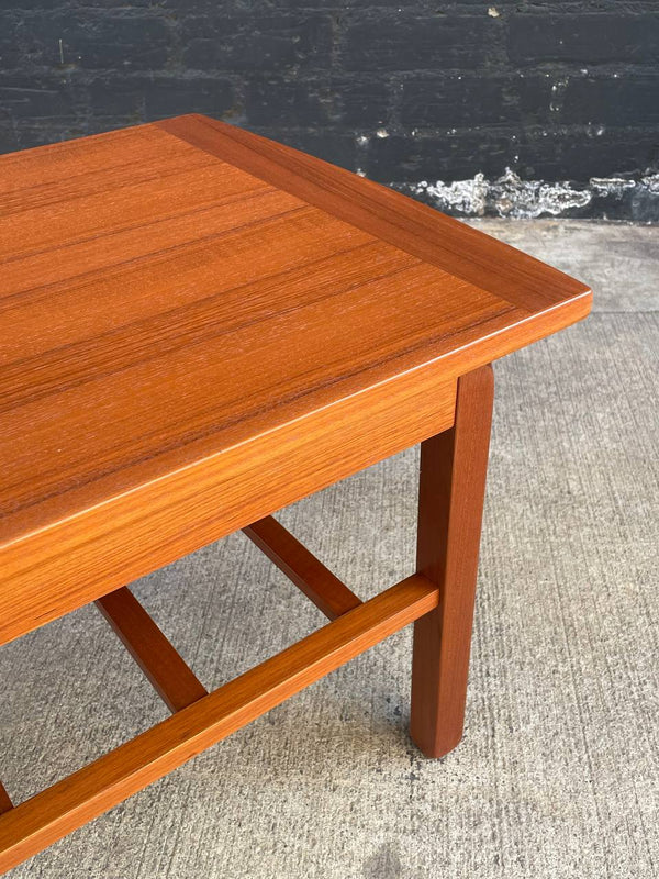 Mid-Century Danish Modern Teak Coffee Table with Slatted Magazine Shelf, c.1960’s