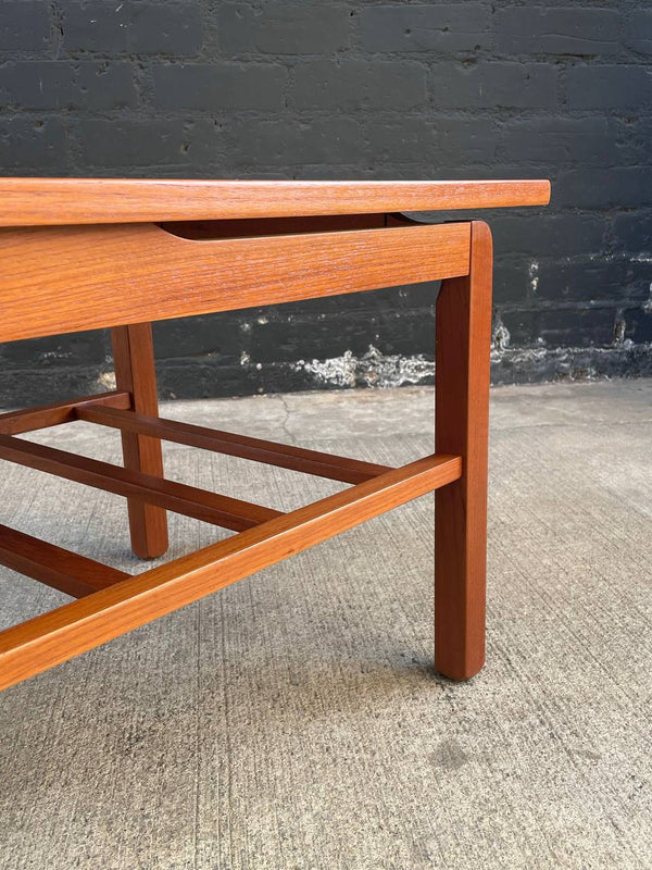 Mid-Century Danish Modern Teak Coffee Table with Slatted Magazine Shelf, c.1960’s