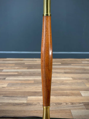 Mid-Century Modern Sculpted Walnut & Brass Floor Lamp by Laurel, c.1960’s