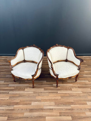 Pair of French Antique Louis XV-Style Arm Chairs, c.1950’s