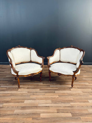 Pair of French Antique Louis XV-Style Arm Chairs, c.1950’s