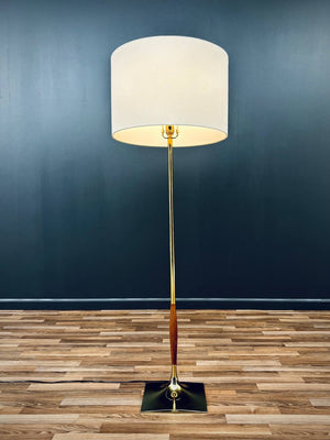 Mid-Century Modern Sculpted Walnut & Brass Floor Lamp by Laurel, c.1960’s