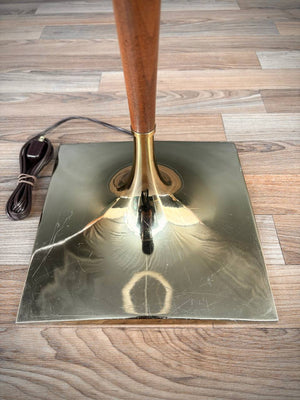 Mid-Century Modern Sculpted Walnut & Brass Floor Lamp by Laurel, c.1960’s
