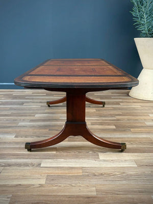 Traditional Duncan-Phyfe Style Mahogany Coffee Table with Tooled Leather Top, c.1930’s