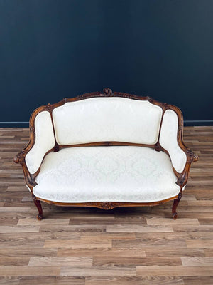 French Antique Louis XV-Style Love Seat Sofa, c.1950’s