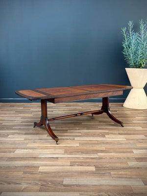 Traditional Duncan-Phyfe Style Mahogany Coffee Table with Tooled Leather Top, c.1930’s