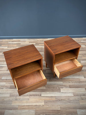 Pair of Mid-Century Modern Walnut Night Stands with Bookcase, c.1960’s