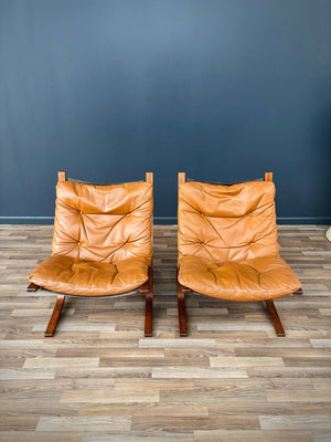Pair of Mid-Century Modern Scandinavian Leather Siesta Chairs by Westnofa, c.1960’s