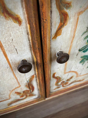 Pair of Italian Neoclassical Style Hand Painted Night Stands Cabinets, c.1950’s